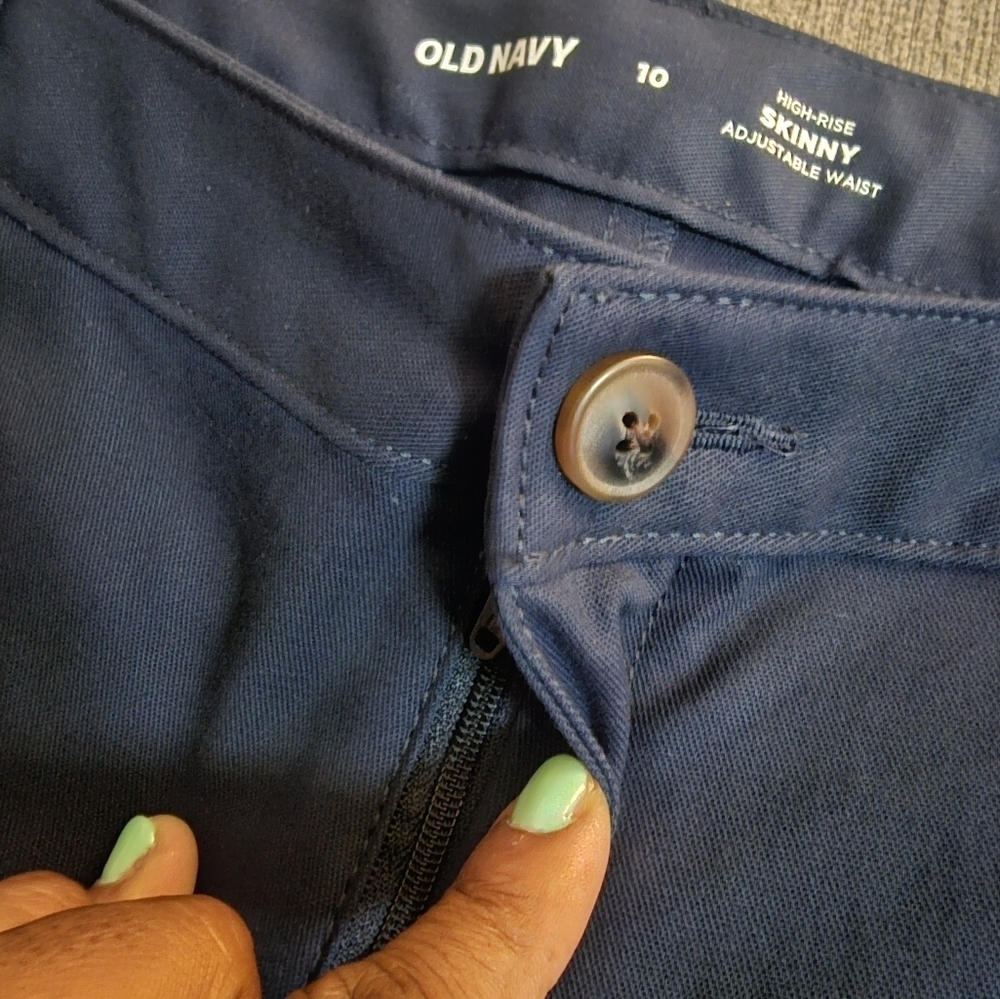Old Navy High Rise Skinny Ink Blue Uniform Casual Neutral Pants Size 10 - Picture 5 of 10